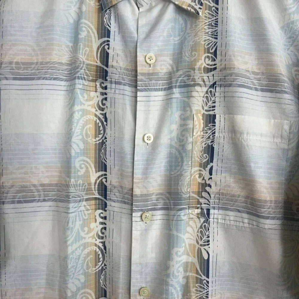 Tommy Bahama Button Up Mens Medium Paisley Long Sleeve Shirt Silk Cotton Blend - Picture 7 of 9